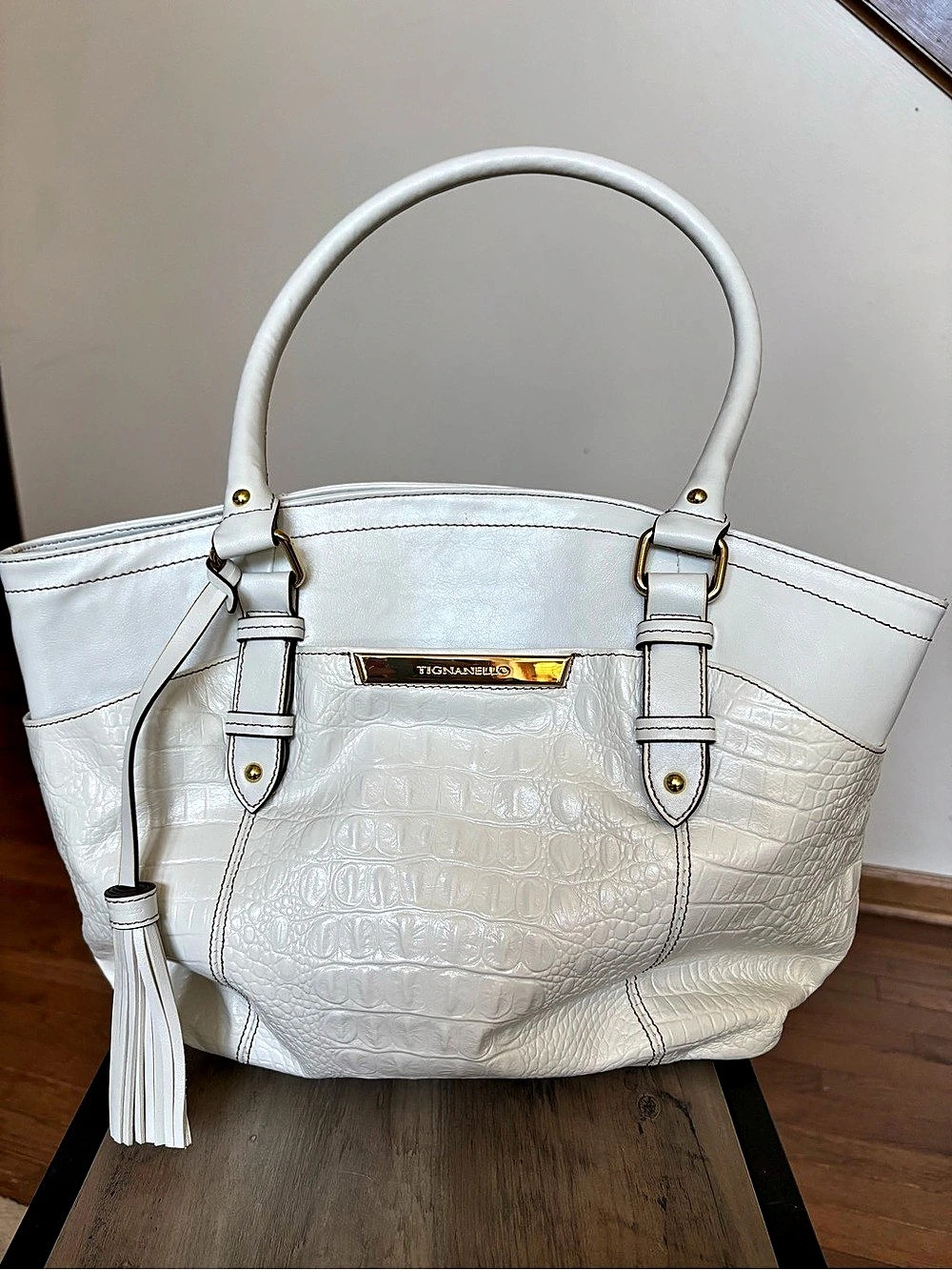 Tignanello Croc-Embossed Tote in White